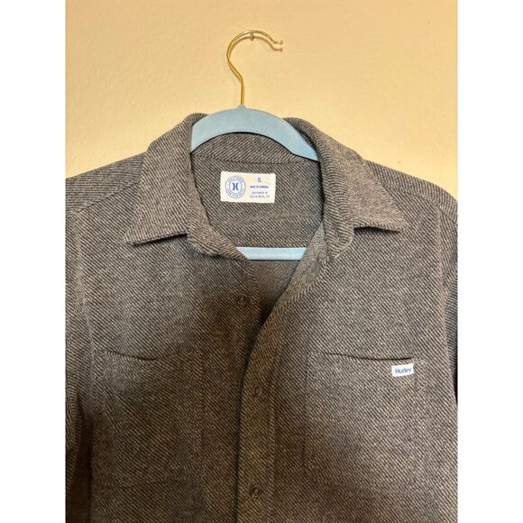 Hurley men's long sleeve button-up flannel shirt marled gray size Small - Picture 7 of 9